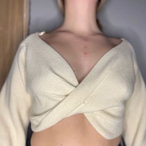 Endless Blush Crossed Cropped Sweater